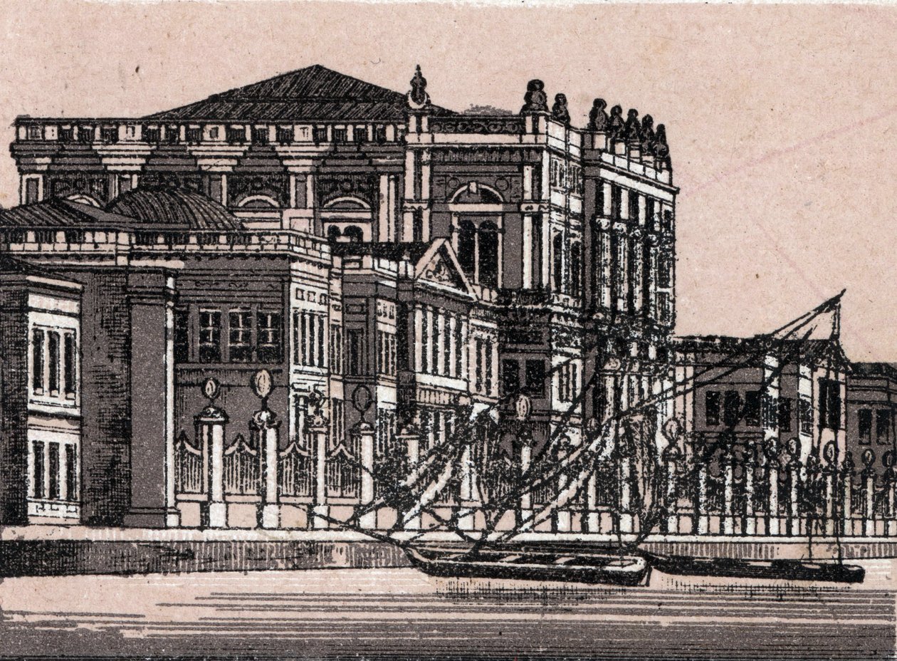 Constantinopla, Turquia: vista do Palácio Imperial em Dolma Baggsche (Plalace Imperial). em "O mundo ilustra 168 vistas" Sem data (final do século XIX) de Unknown artist