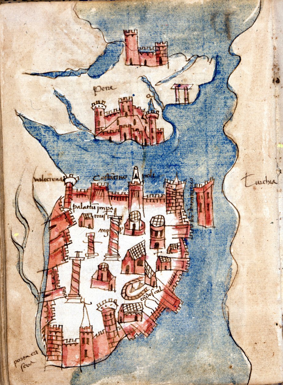 Constantinopla, mapa manuscrito de Veneza do século XV. de Unknown artist