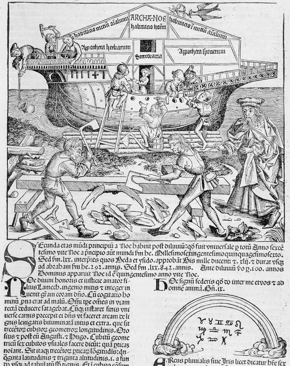 Construção da Arca de Noé - em "Crónica de Nuremberga de Unknown artist