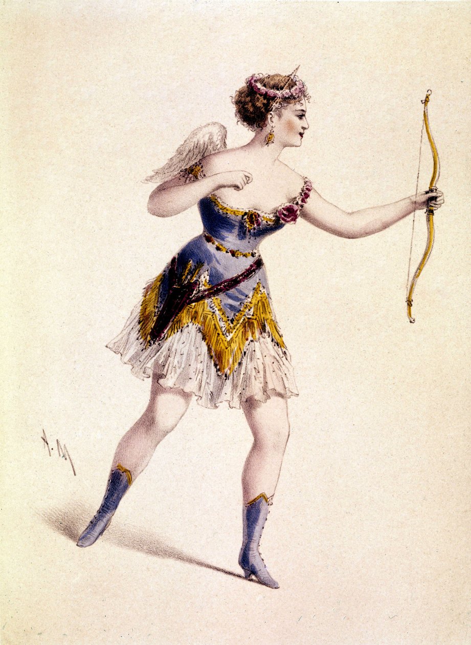 Cora Pearl (1842-1886), cortesã inglesa, no papel de Cupido na Ópera "Orphee to Hell" (Orfeu para o Inferno) de Unknown artist
