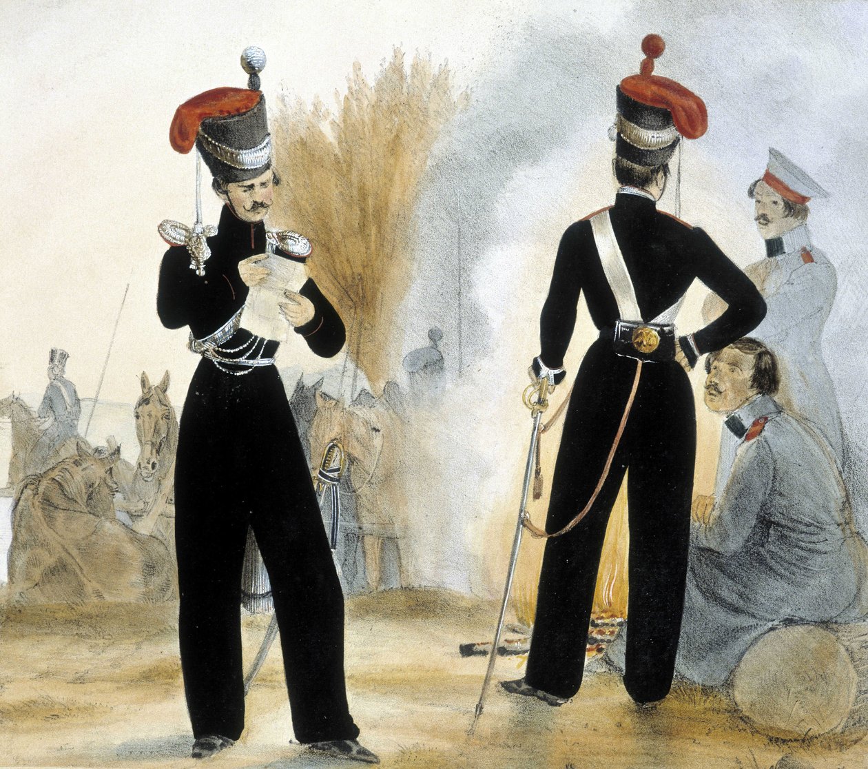 Soldados cossacos da pequena Rússia por volta de 1840. de Unknown artist