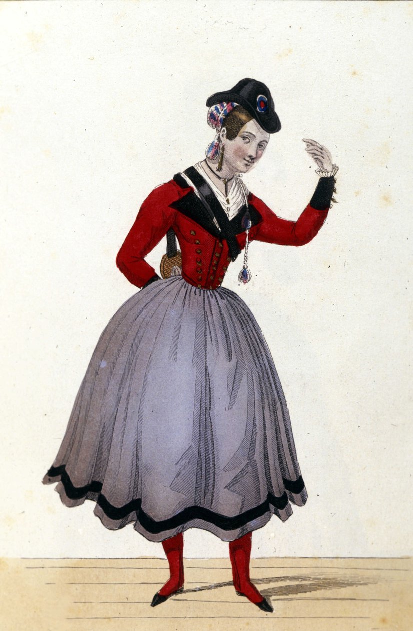 Figurino da ópera cômica "La fille du regiment" de Gaetano Donizetti de Unknown artist