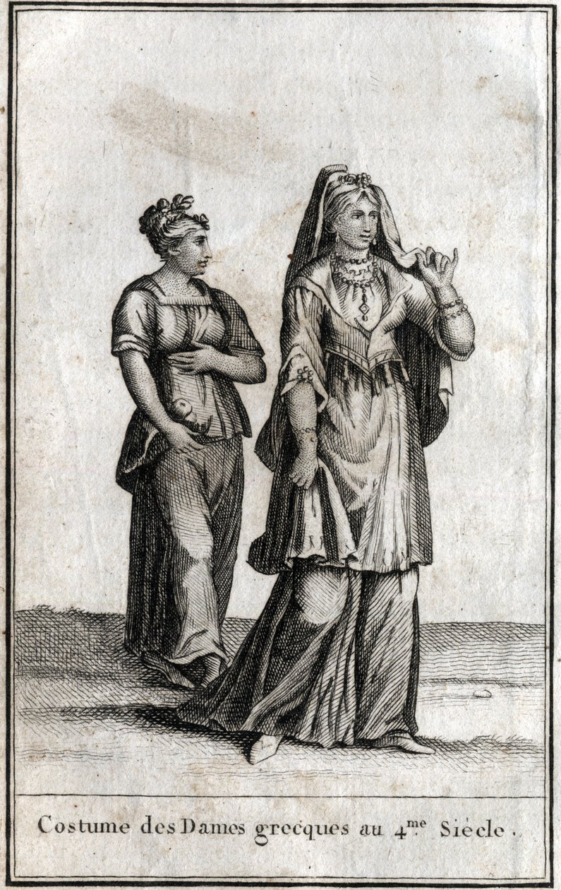 O traje das senhoras gregas do século IV. Gravura em "Beaute de l