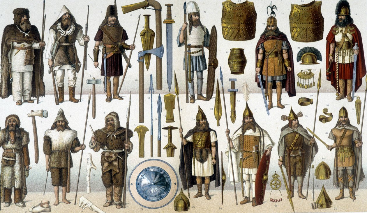 Fantasias, armaduras e armas de guerreiros bárbaros de Unknown artist