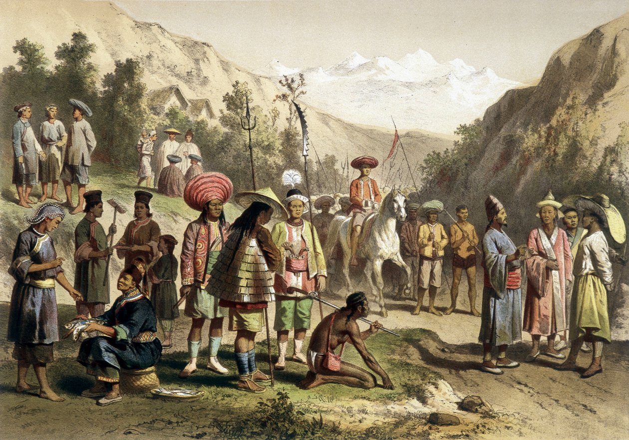 Fantasias do reino de Ta Ly, no sul da China. Atlas da viagem de exploração à Indochina durante os anos 1866 - 1868, editado por F. Garnier de Unknown artist