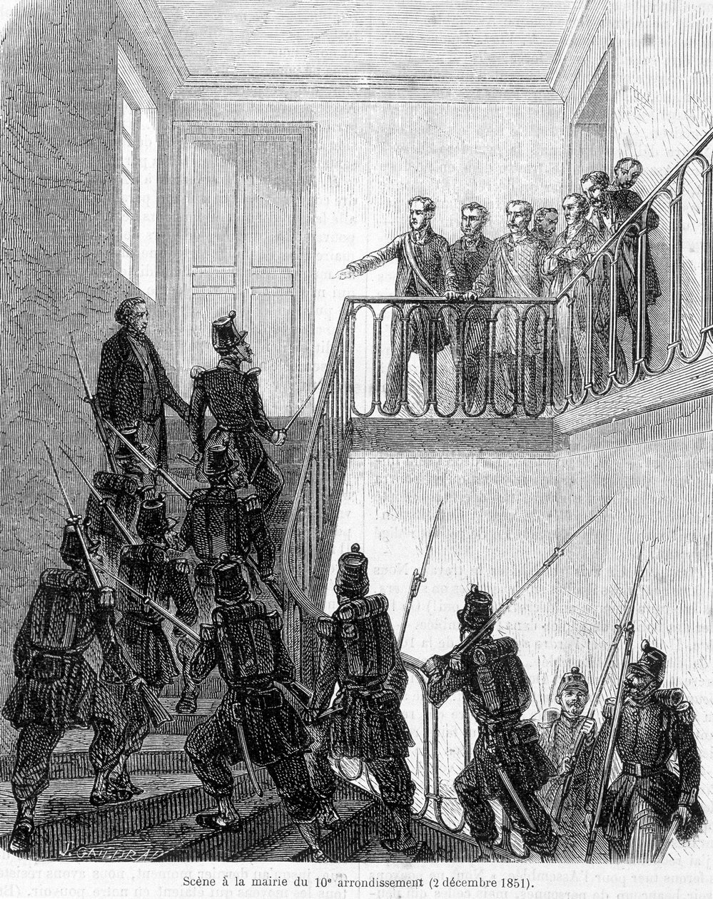 Golpe de Estado: prisão de deputados na Câmara Municipal do 10º arrondissement de Paris, a 2 de Dezembro de 1851. de Unknown artist