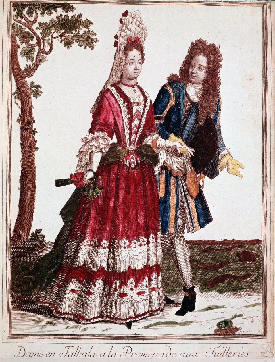 Casal caminhando no Jardim das Tuileries, Paris (Gravura de Unknown artist