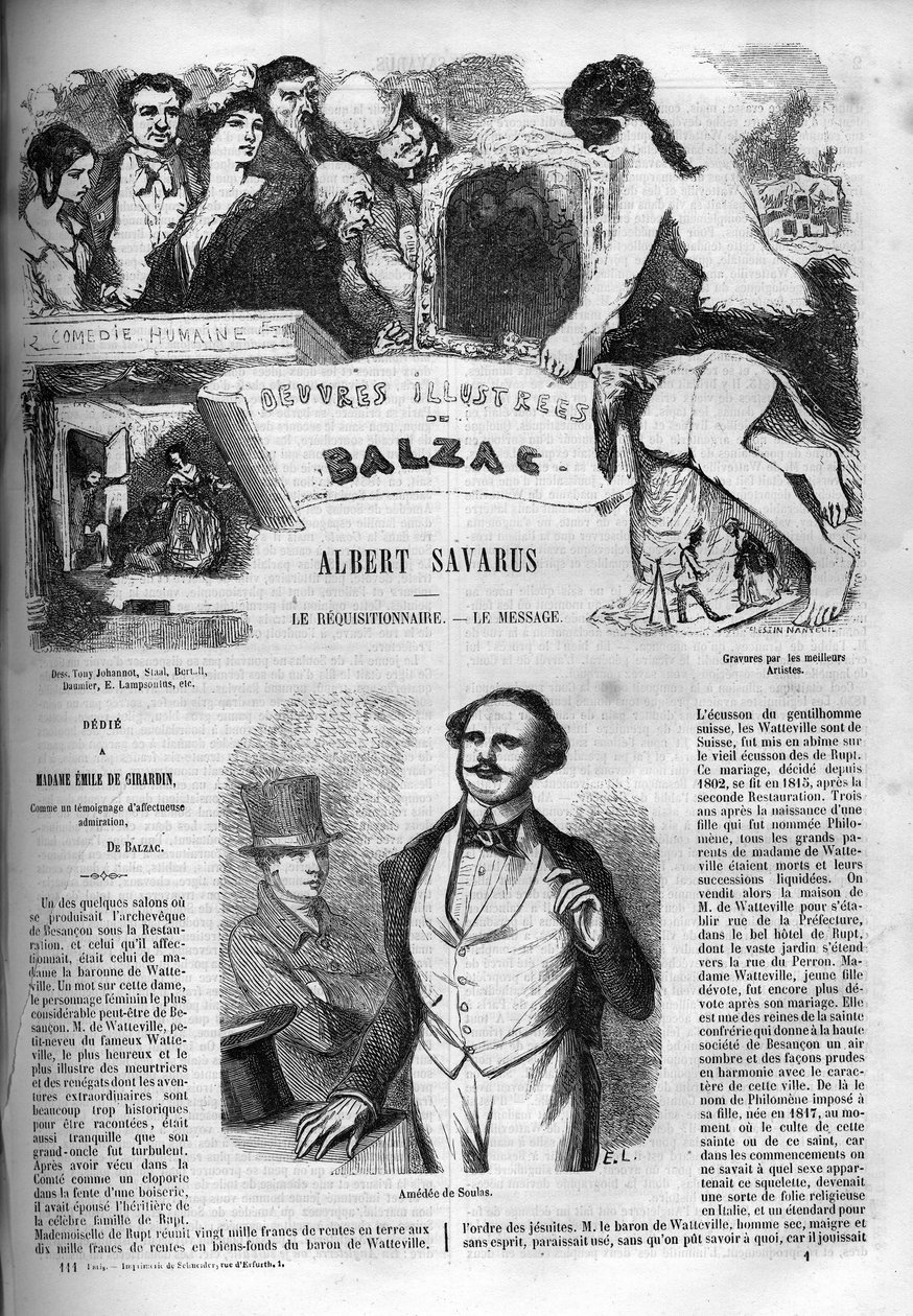 Capa para o romance "Albert Savarus". de Unknown artist