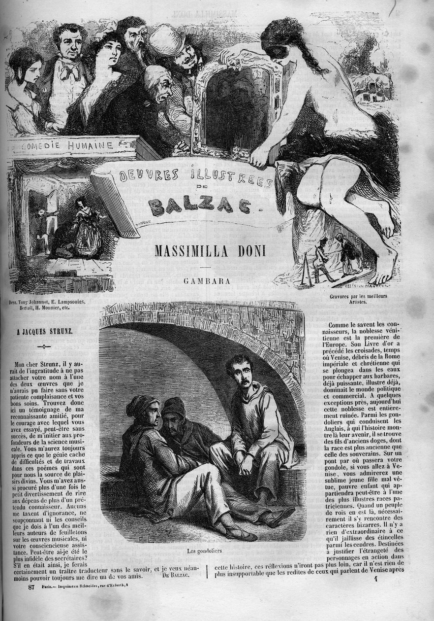Capa para o romance "Massimilla Doni". de Unknown artist