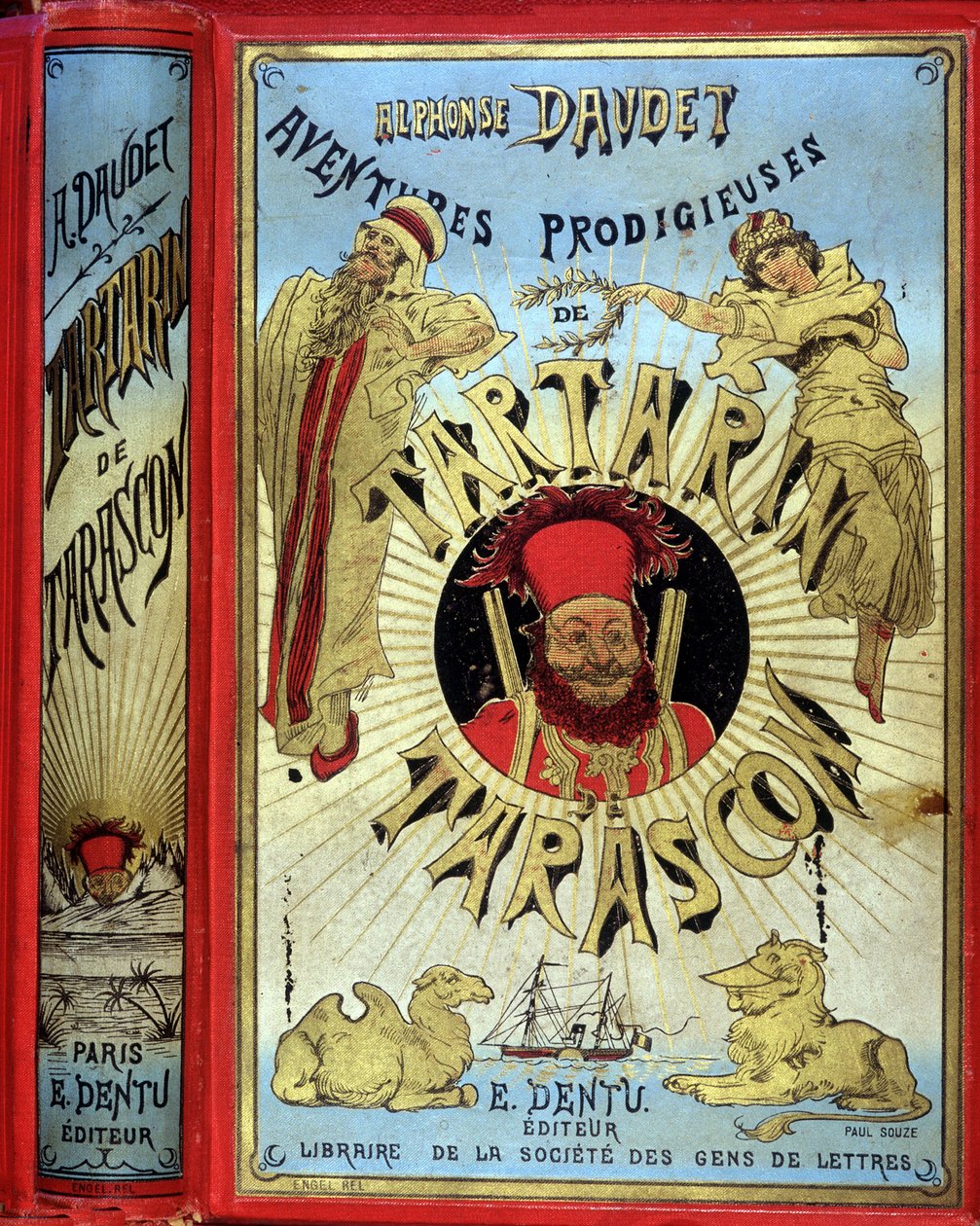 Capa de "Prodigious Adventures of Tartarin de Tarascon", de Daudet. de Unknown artist