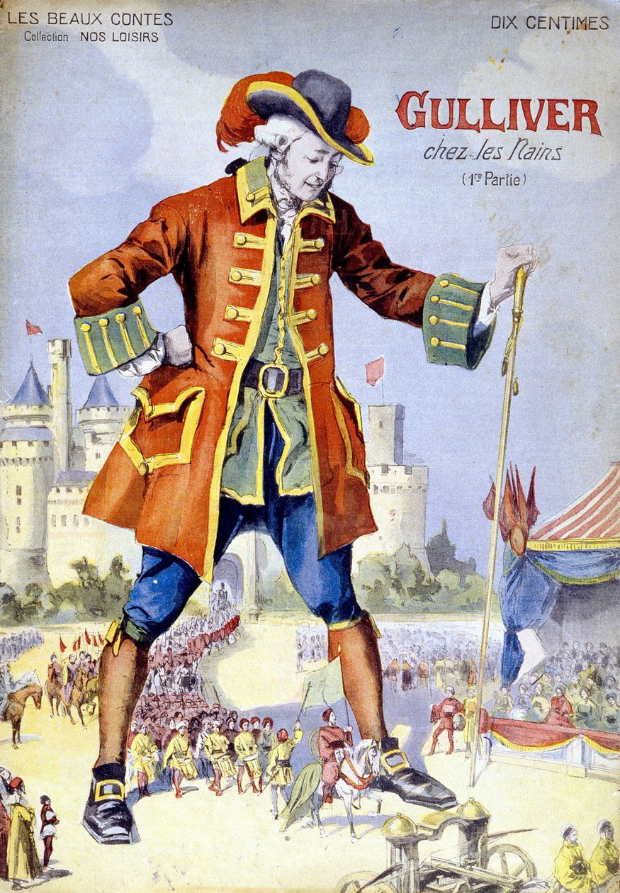 Capa de "Gulliver in the dwarves (Lilliputiens)". Ilustração do século XIX. de Unknown artist