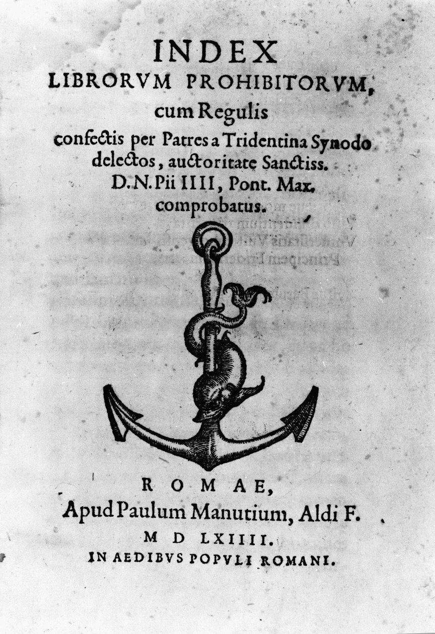 Capa do "Índice de Livros Proibidos", Roma de Unknown artist