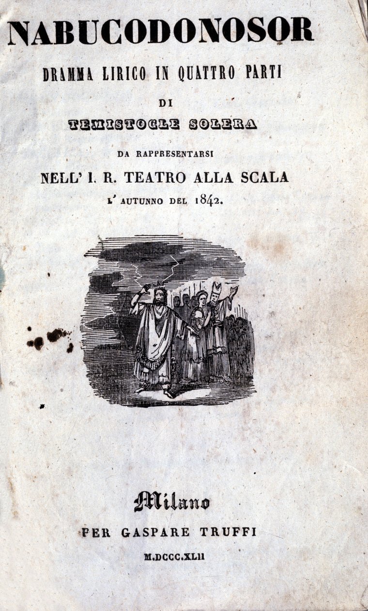 Capa do primeiro libreto do Nabucco por Giuseppe Verdi (1813 - 1901), que foi nomeado pela primeira vez Nabucodonosor de Unknown artist