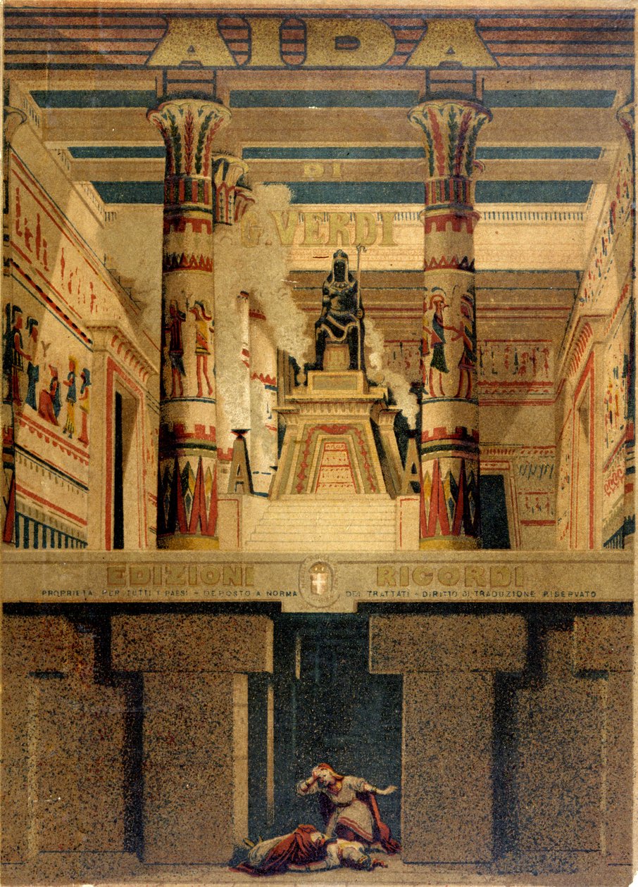 Capa da primeira partitura de "Aida" de Giuseppe Verdi.Ricordi Edition. de Unknown artist