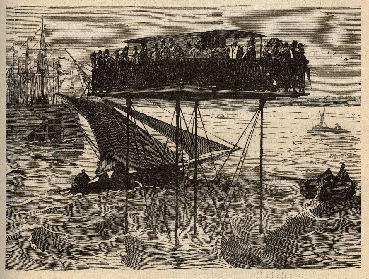 Desbaste de guindaste de Saint-Malo a Saint-Servan - (Saint Malo a Saint Servan) gravura em "PATRIE" - DESCRIÇÃO PACUREQUIREE DE LA FRANCE EN 6 VOLUES BY LUCIEN HUARD - final do século XIX de Unknown artist