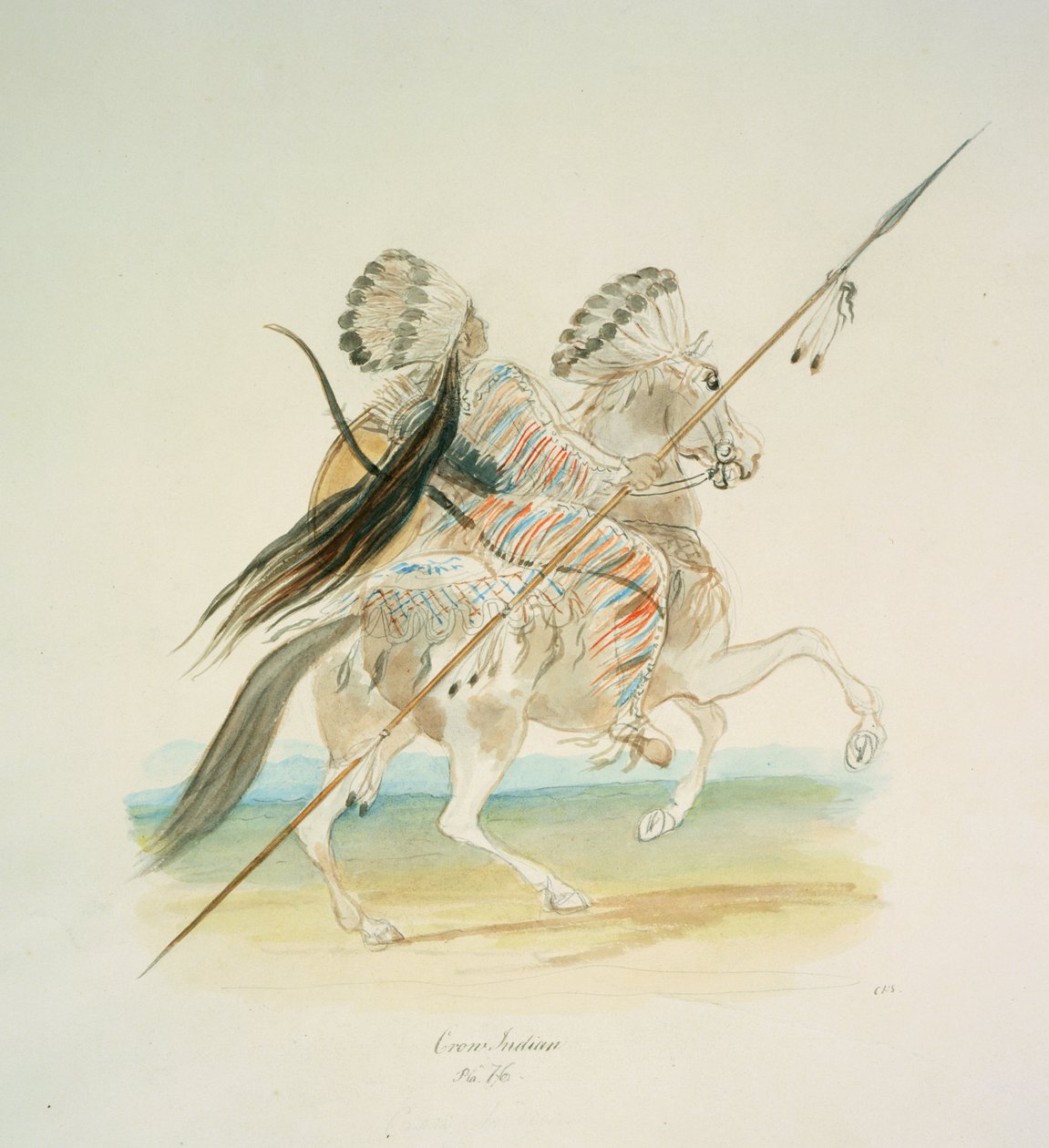 Índio corvo, c.1843-50 (aguarela) de Unknown artist