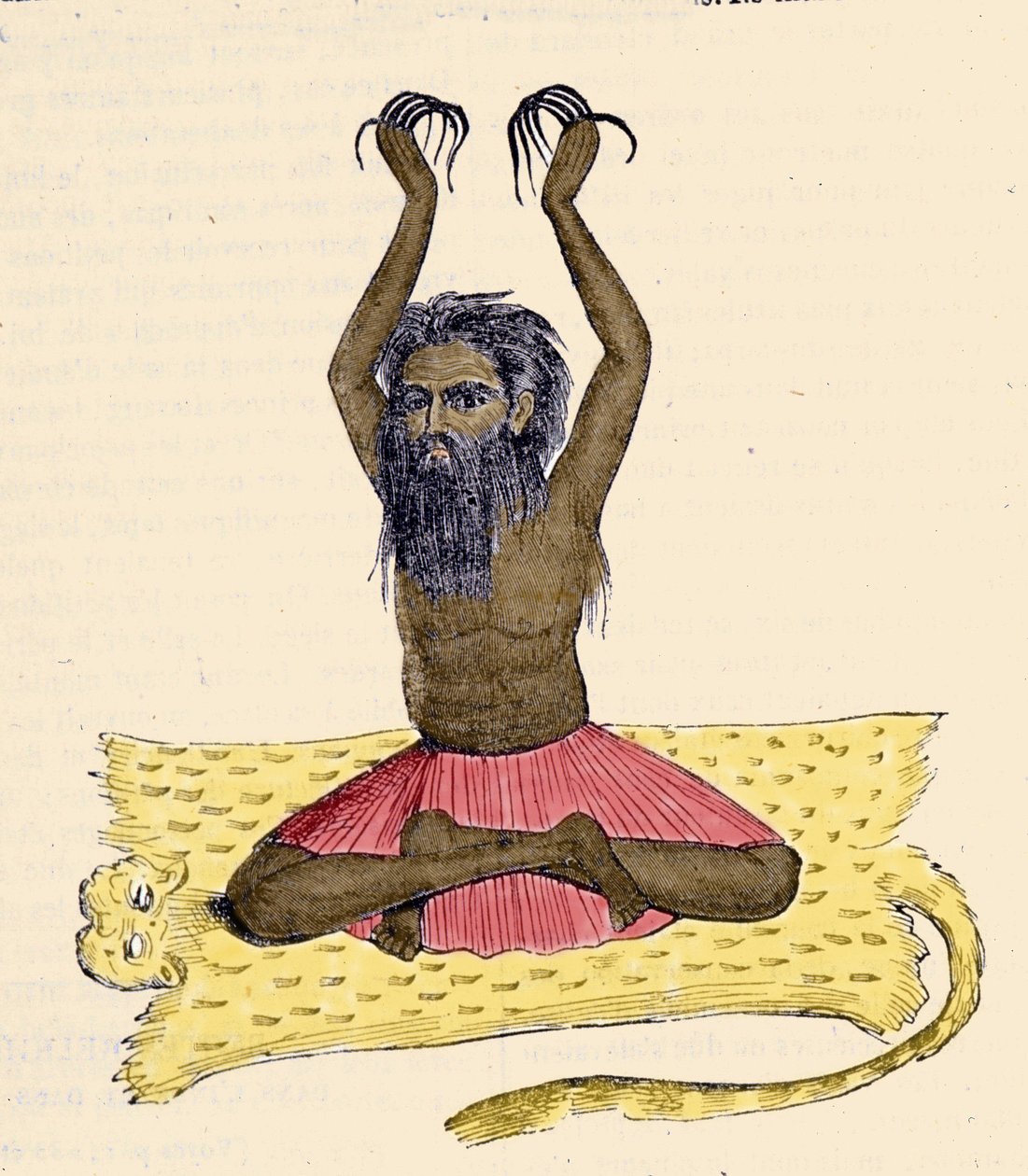 Cultura, civilização e sociedade indiana: Retrato de um faquir (faquir) com unhas compridas, Índia. de Unknown artist