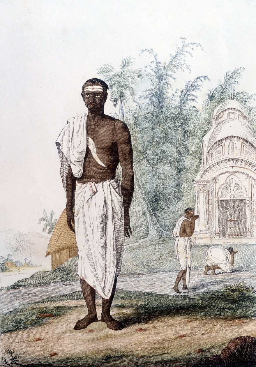 Cultura, civilização e sociedade indiana: retrato de um brâmane, sacerdote da Índia. de Unknown artist