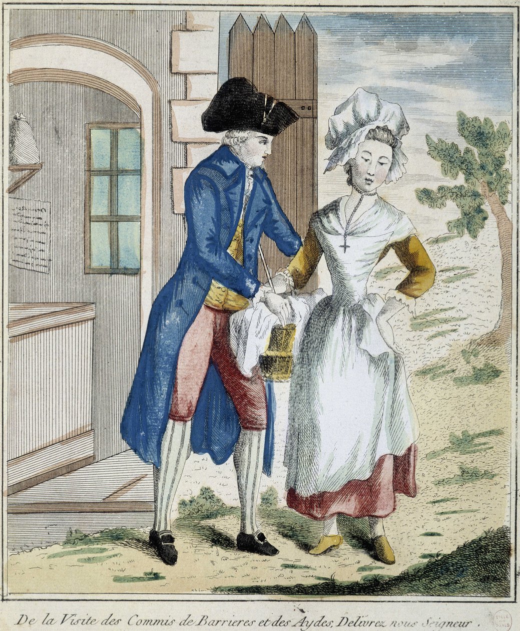Alfândega: imposto de barreira - caricatura por volta de 1800 de Unknown artist