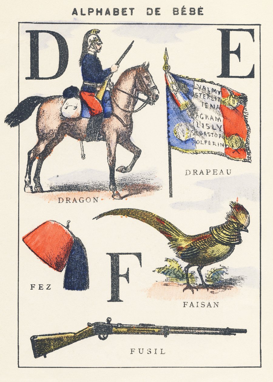 DEF: dragão, bandeira, faisão, fez, rifle de Unknown artist