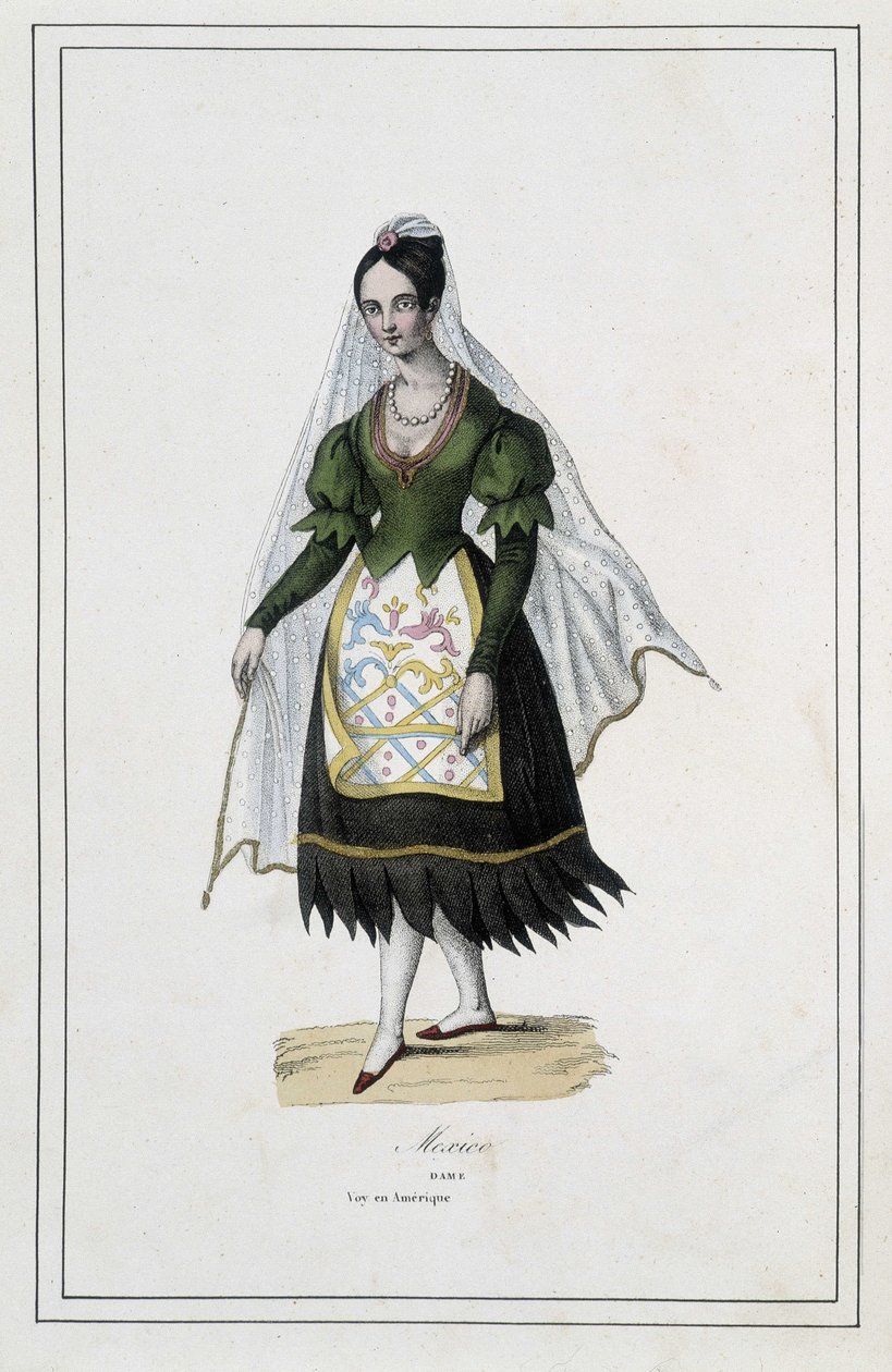 Dame de Mexico - em "Os diferentes povos da terra" por Padre Paul Jonhanneaud, Librairie des Bons livres de Unknown artist