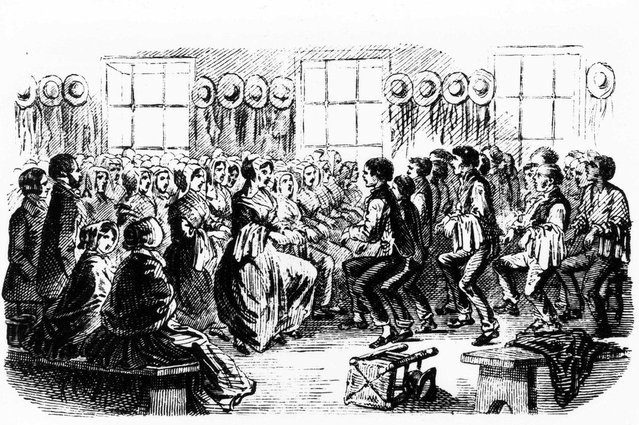 Dance Shakers. Gravura do século XIX. de Unknown artist