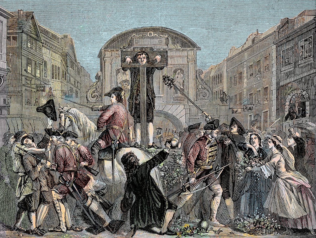 Daniel Defoe (De Foe) (1659-1731), desfiladeiro em Londres em 1703 por publicar seu irônico "The Shortest Way With the Dissenters" - O escritor e aventureiro Daniel Defoe (1659-1731) condenado em 1703 ao desfiladeiro por seus roteiros contra a int de Unknown artist