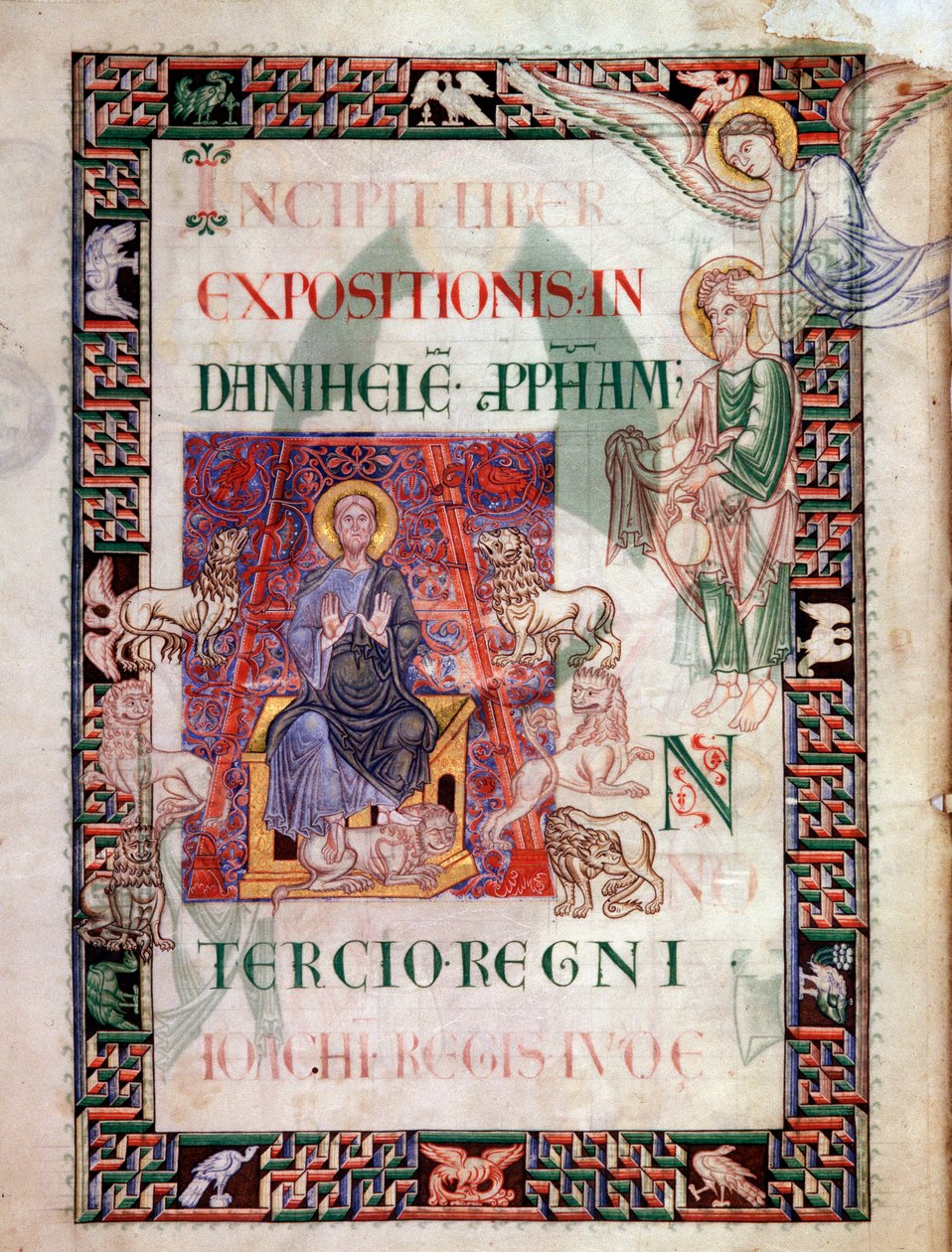 Daniel no poço do leão resgatado pelo profeta Habacuc (Habaquq, Habakuk, Habakkuk, Abakouk, Havakuk) Miniatura retirada do manuscrito "História Antiga a César", de São João do Acre de Unknown artist