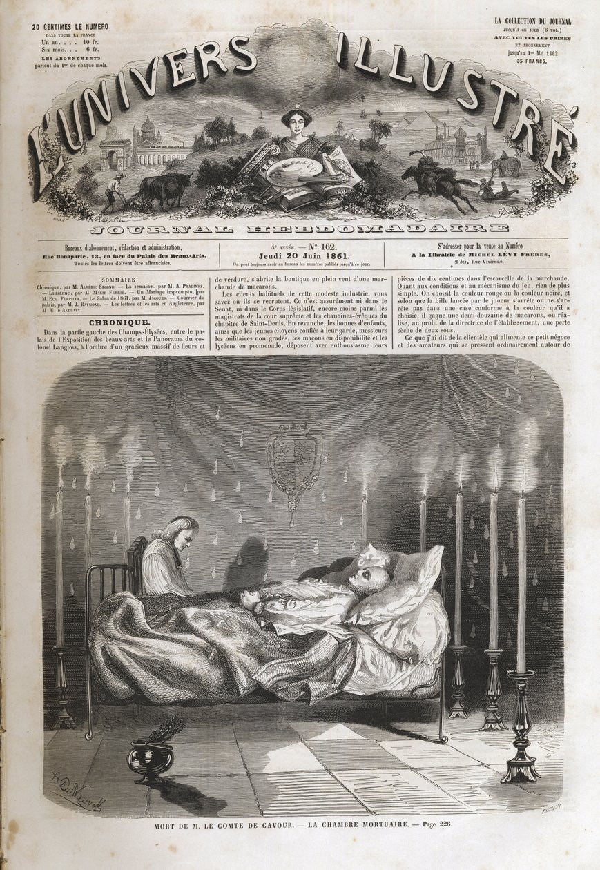 Morte de Camilo Cavour (Conde Cavour) (1810-1861) - 6 de junho de Unknown artist