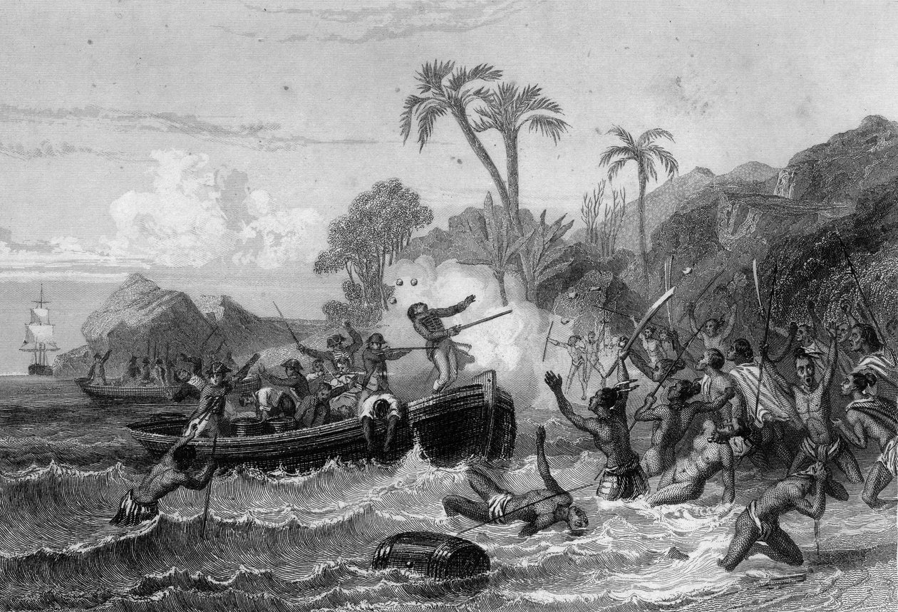 Morte de De Langle no Îles des Mariners de Unknown artist