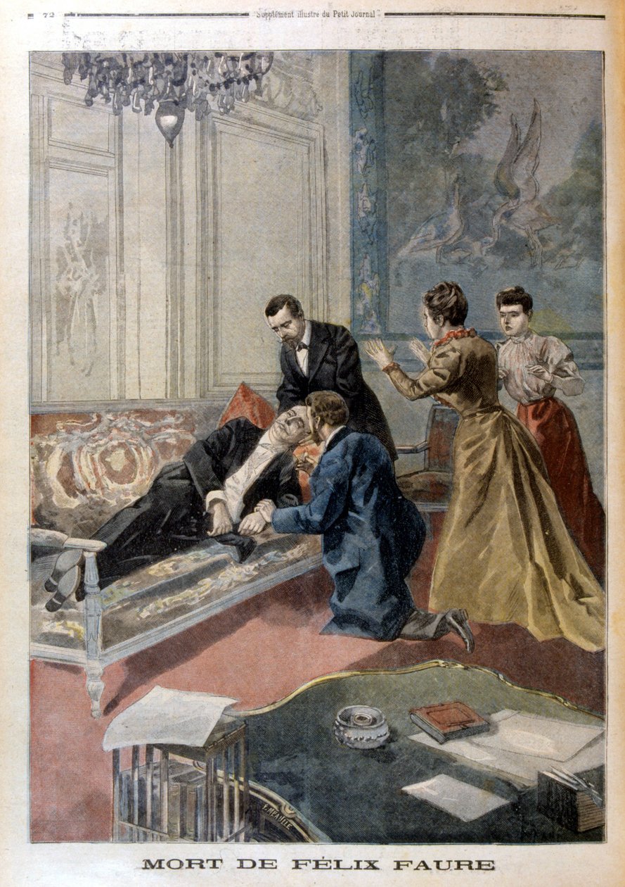 Morte de Félix Faure nos salões do Eliseu - no "Le Petite Journal" de 26/02/1899 de Unknown artist