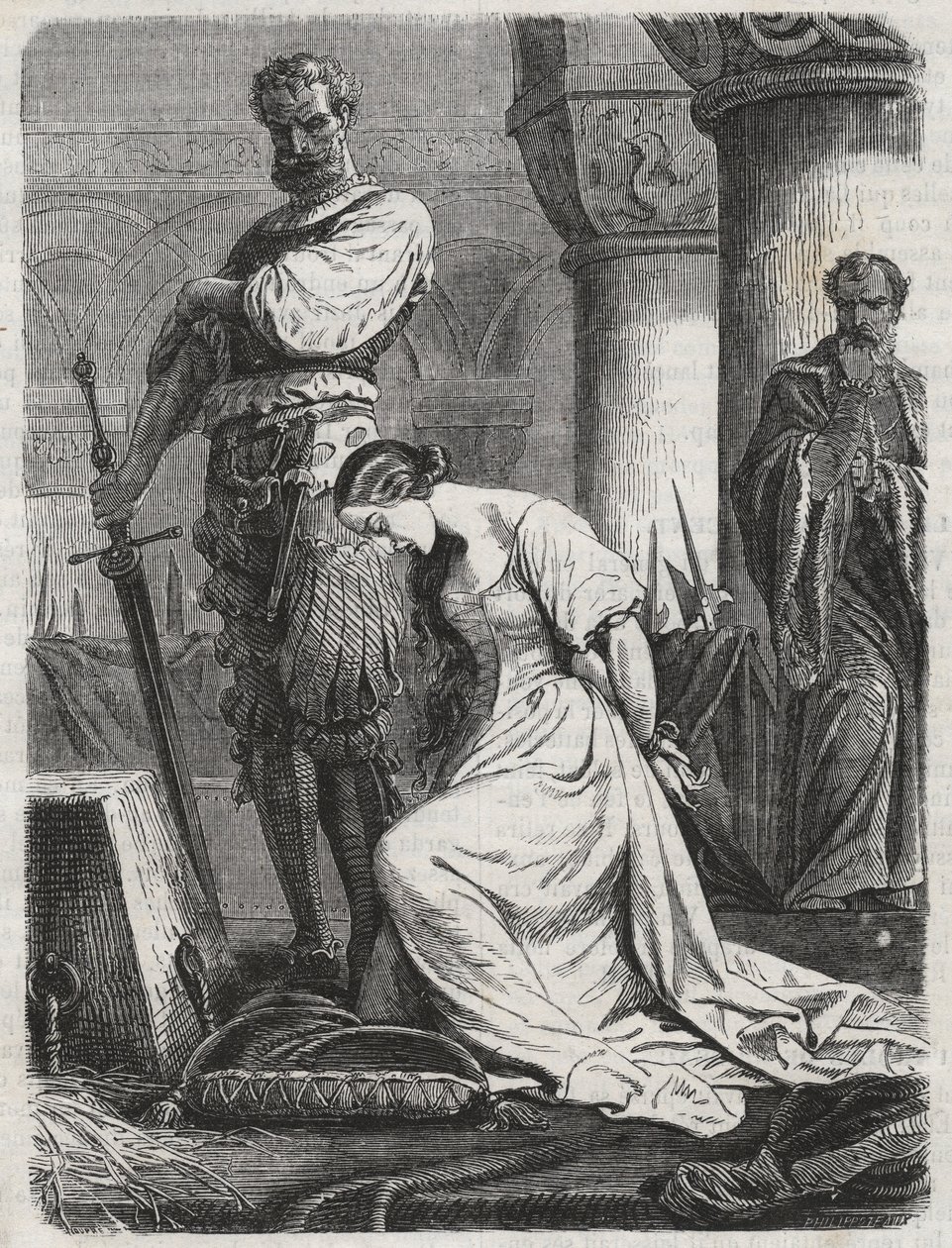 Morte de Katherine Howard, Esposa de Henrique VIII gravada em 1864- Catherine Hovard ou Catherine Howard (Katherine ou Katheryn de Unknown artist