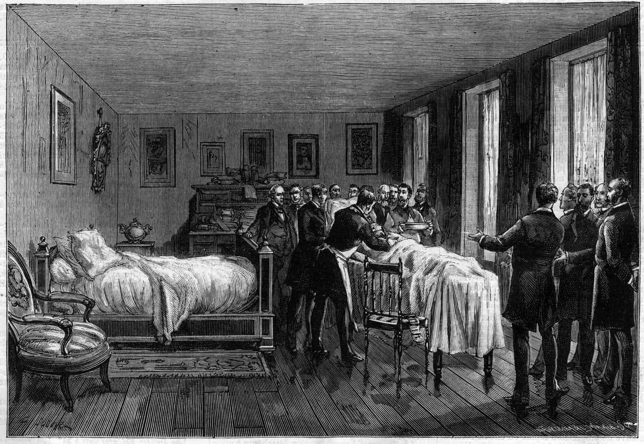 Morte de Leon Gambetta (1838-1882) político francês - a autópsia - no "The Illustrous Journal" de 1883 - de Unknown artist