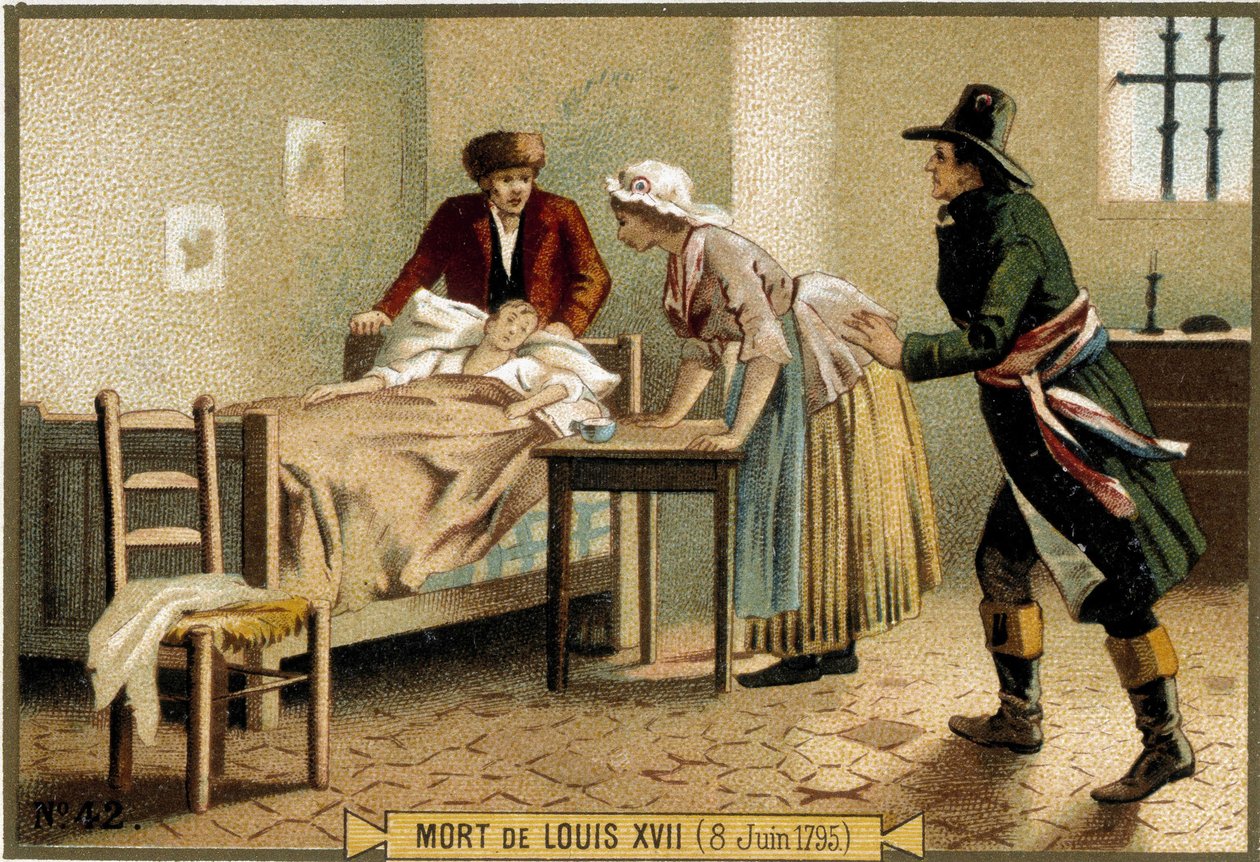 Morte de Luís XVII (06-08-1795). Cromolitografia do século XIX. de Unknown artist