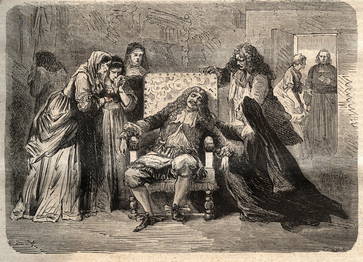 Morte de Moliere - Morte de Jean Baptiste (Jean-Baptiste) Poquelin, dit Moliere (1622-1673), 17 de fevereiro de Unknown artist