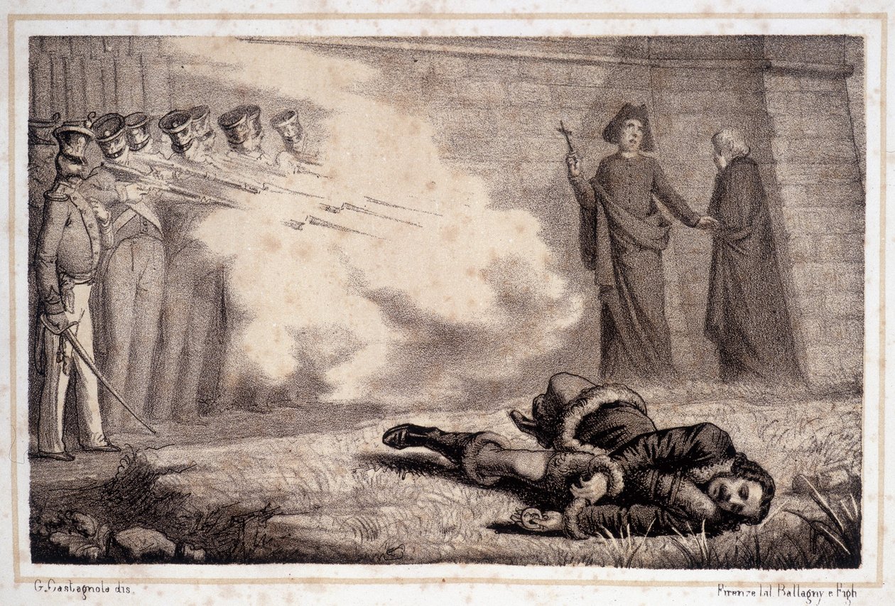 Morte de Murat (1767 - 1815) - na "História da Itália". de Unknown artist