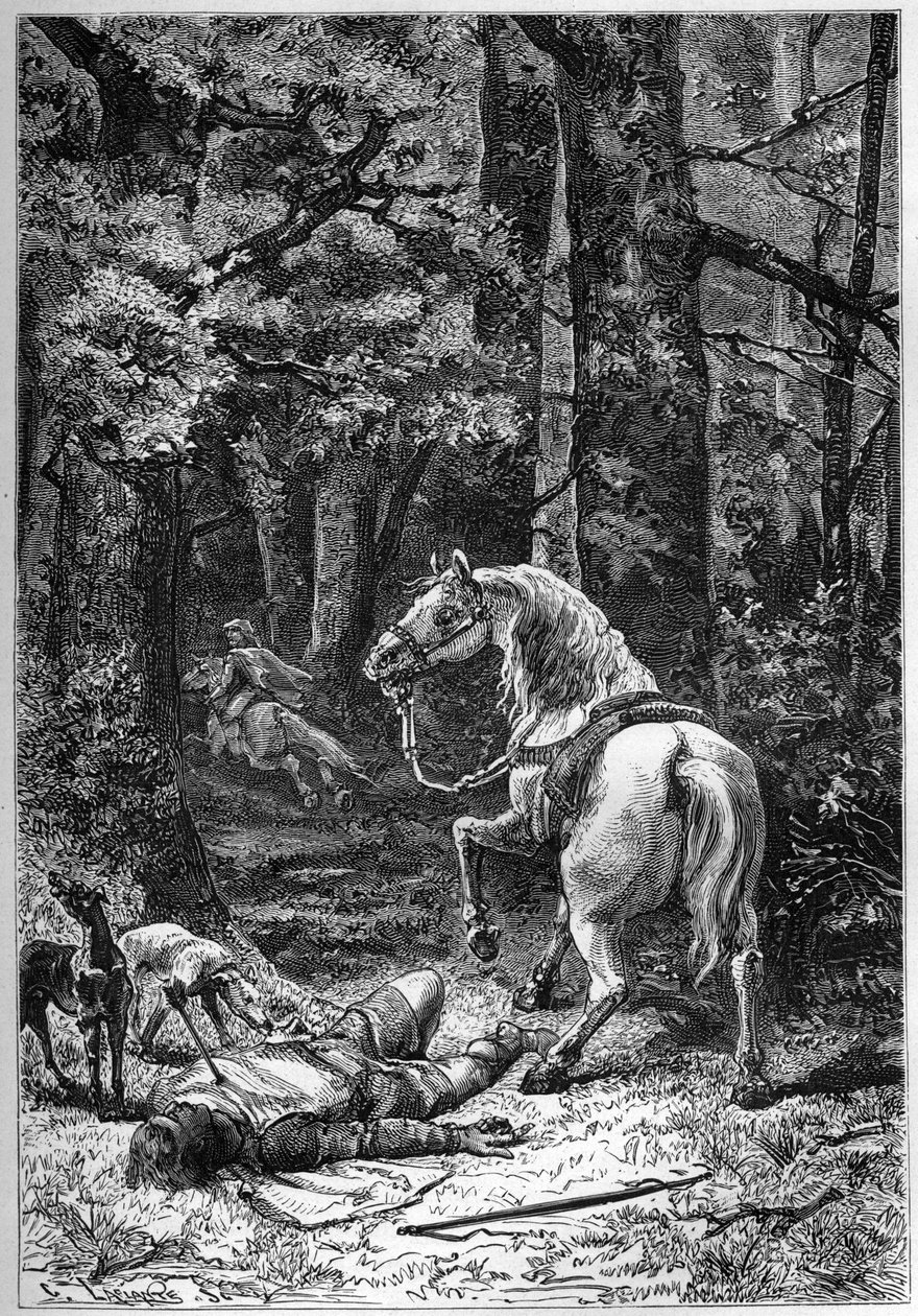 Morte de Rufus, Guilherme, o Vermelho (Rei Guilherme II) morto por uma flecha enquanto caçava na Nova Floresta de Unknown artist