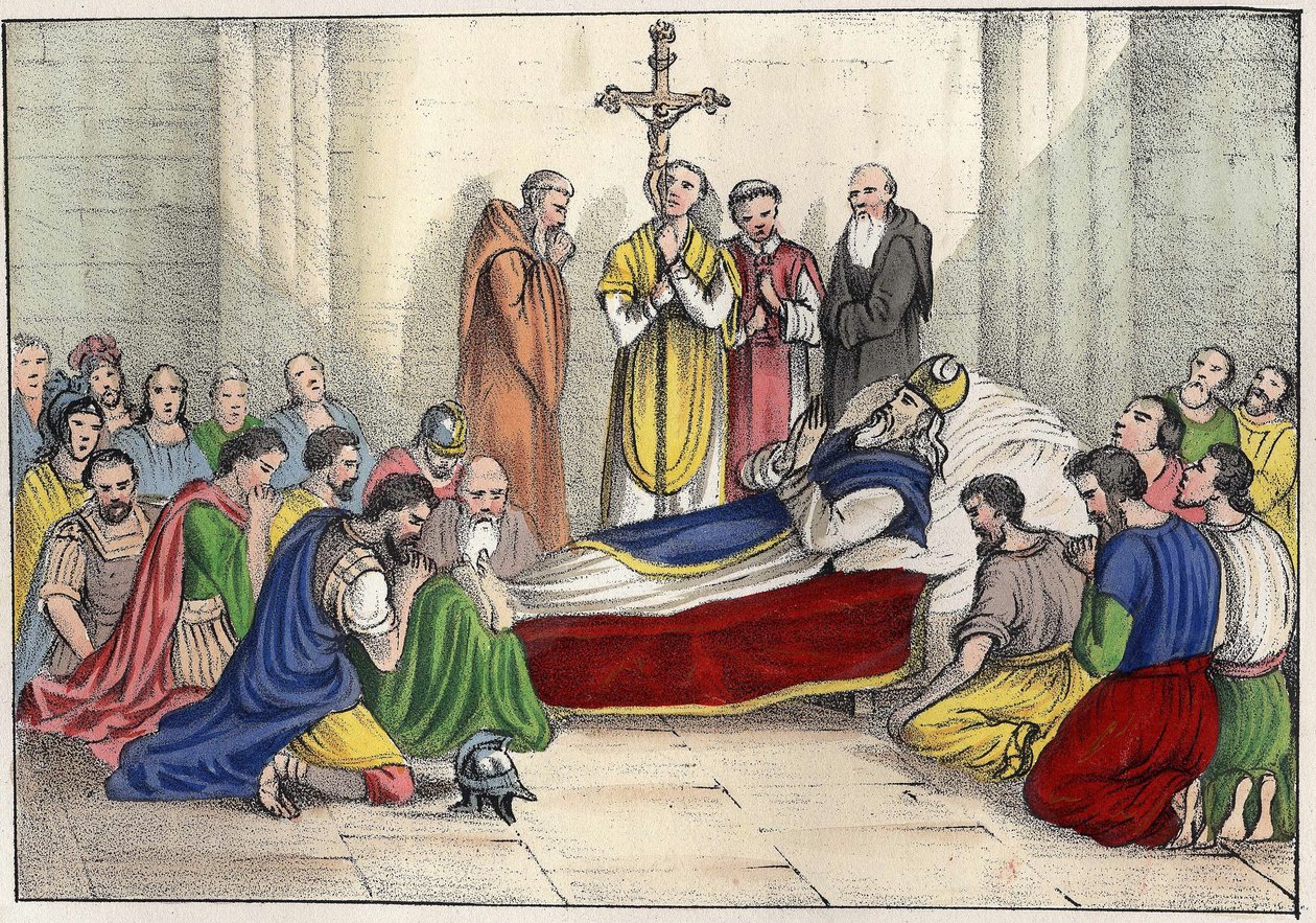 Morte de Santo Agostinho (354 - 430). Gravura em "L