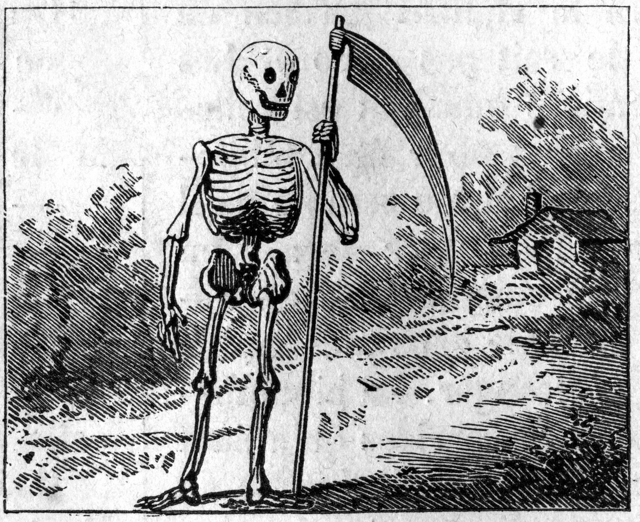 A morte representada com uma falsificação. Gravura de 1860. de Unknown artist
