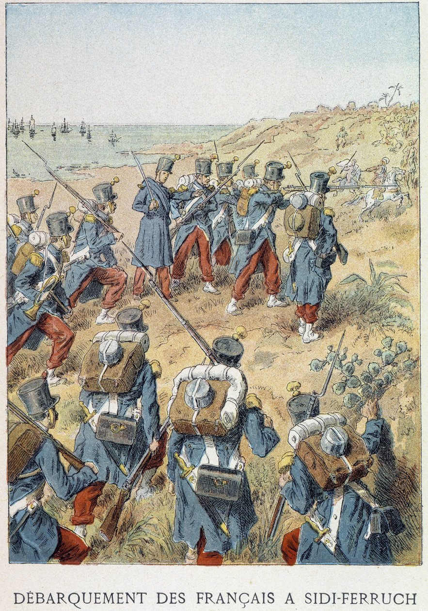 Desembarque dos franceses em Sidi - Ferruch, Argélia, 14 de junho de 1830 - em “” História da França ”” de Unknown artist