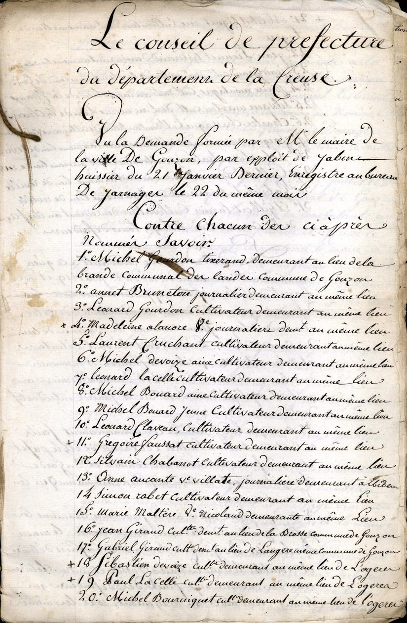 Deliberação do Conselho de Prefeitura de Guéret (Creuse) de 23 de Abril de 1823 de Unknown artist
