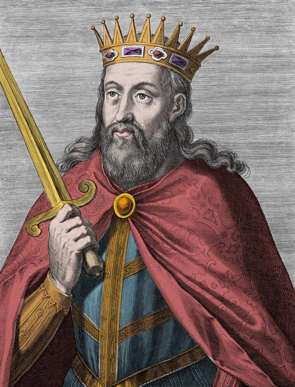 Denis de Portugal (o Rei Agricultor) - Denis I de Portugal (1261-1325) (o Agricultor - o Rei Trovador - o Pai da Pátria - o Liberal) Gravura de Unknown artist
