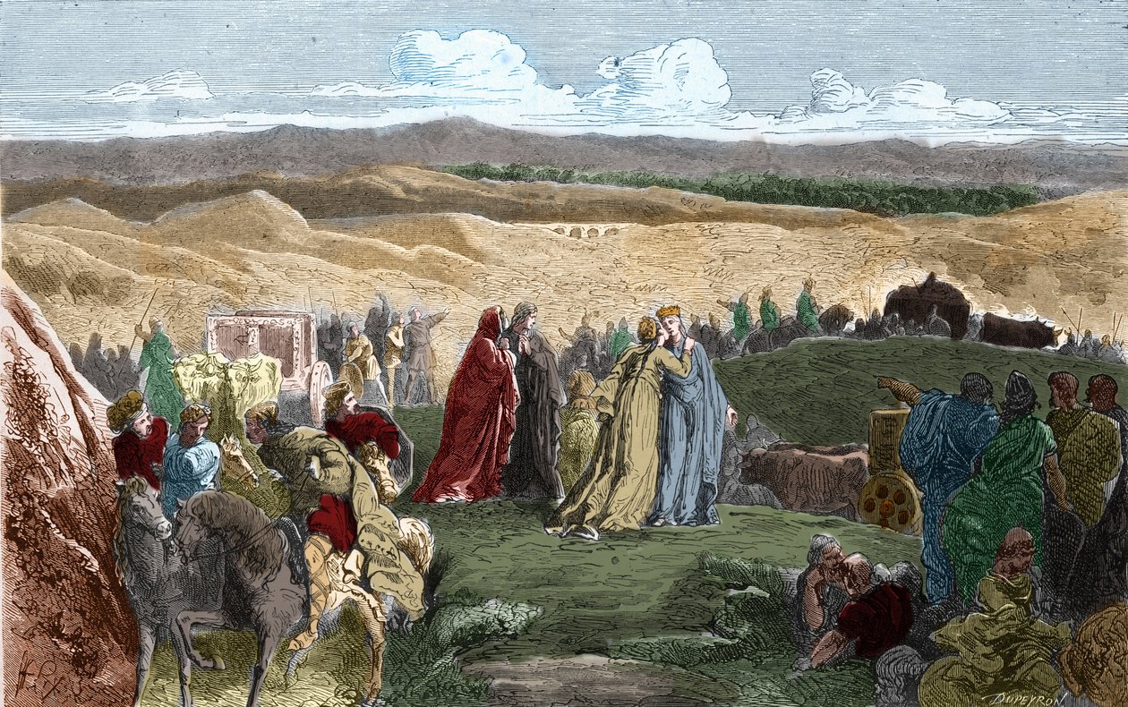 Partiu de Galswinthe (Galsuinde) (Galsuinte) (ca. 545 - 567), rainha dos Francos na Neustria e esposa de Chilperic I (rei dos Francos), para a França. Gravura em "Histoire De France En Cent Paintings de Paul Lehugeur "1891. de Unknown artist