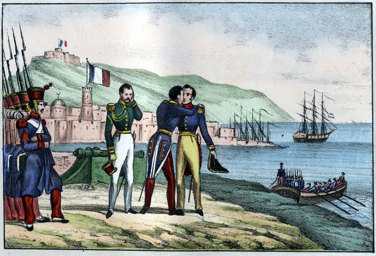 Partida de Louis Auguste, Conde de Bourmont (Maréchal de Bourmont) (1773-1846) da Argélia em 1830. in "L