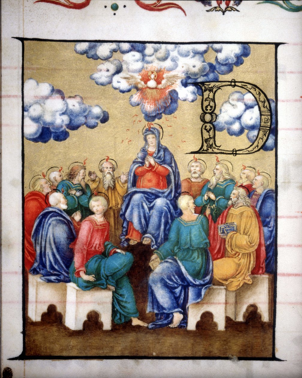 Descendência do Espírito Santo. Coro da Igreja da Virgem Coroada por Lodi, miniatura do século XV. de Unknown artist