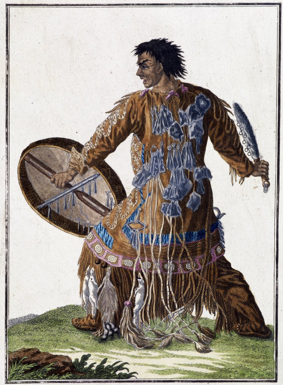Devin (xamã) de Kamchatka (Sibéria) - gravura, deb. século XIX de Unknown artist