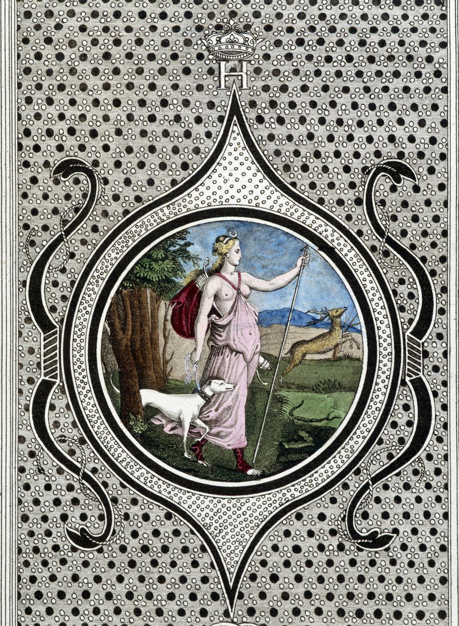 Diane (Artemis) caçadora. Gravura do século XIX de Unknown artist