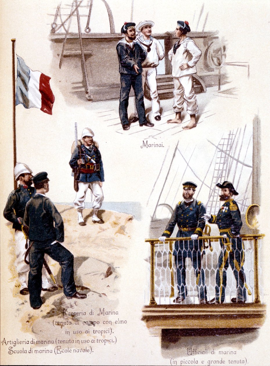 Fardas diferentes da Marinha Francesa por volta de 1860 de Unknown artist