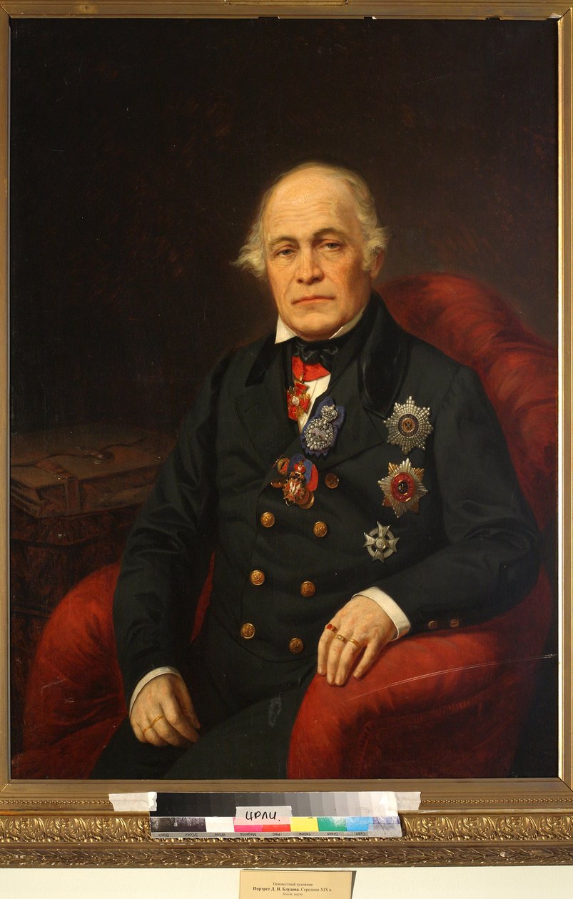 Dimitri Nikolaievitch Bloudov (Bludow ou Bloudoff) - Retrato do Conde Dmitry Nikolayevich Bludov (1785-1864) - Anônimo - Meados do século 19 - Óleo sobre tela - Institut of Russian Literature IRLI (Pushkin-House), São Petersburgo de Unknown artist