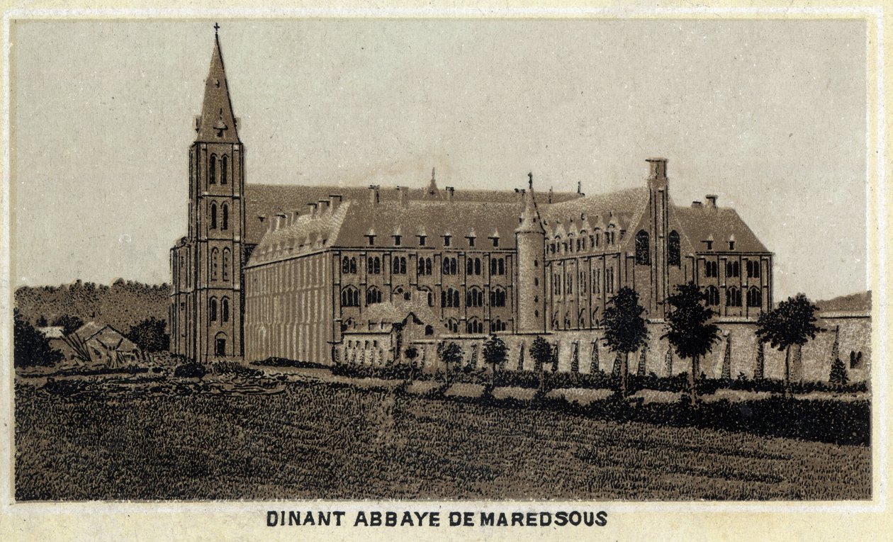 Dinant, Abadia de Maredsous, Valónia, Bélgica. Cromolitografia do final do século XIX. de Unknown artist